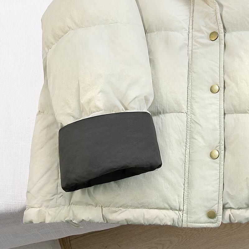 Si Bai She Women's 90% Down Color Block Hooded Loose Short Jacket