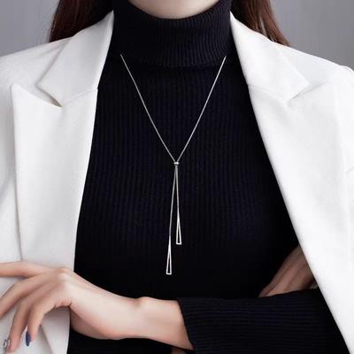 Exquisite Triangle Pendant Necklace Adjustable Tassels Necklace Geometric Sweater Chain  Daily Wear