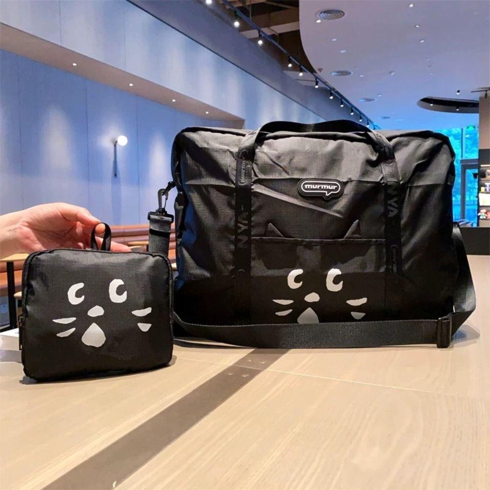 Shoulder Bag Cartoon Cat Nylon Cloth Bag Nylon Gym Storage Bag Casual Travel Duffel Bag  Training