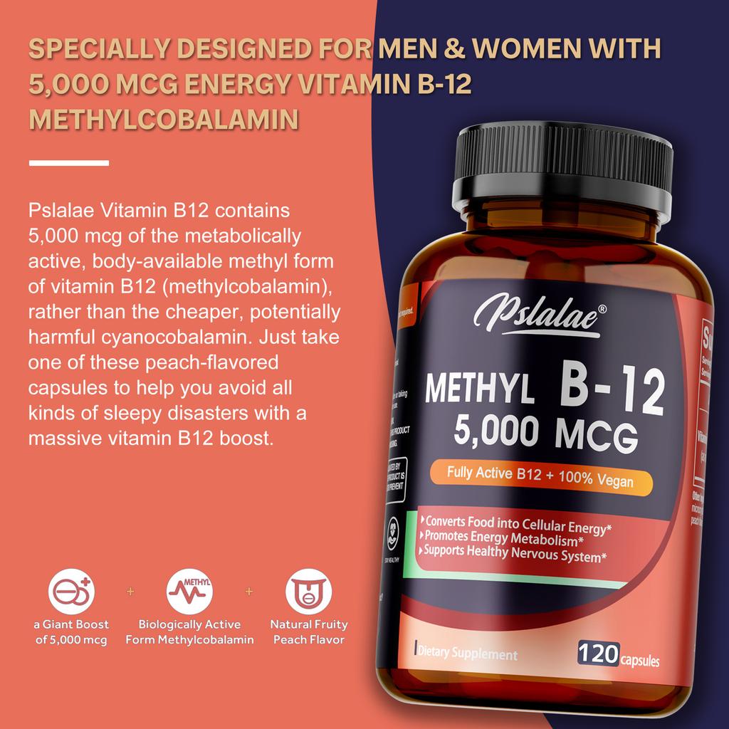 Pslalae Vitamin B12 Dietary Supplement, Contains Methylcobalamin, Daily Nutritional Supplement