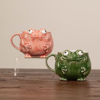 3D Froschförmige Keramik-Kaffeetasse - Niedliche Cartoon-Frosch-Tasse Geschenkset für Kaffee Tee Latte Heimdeko Lustiges Geschenk für Froschliebhaber