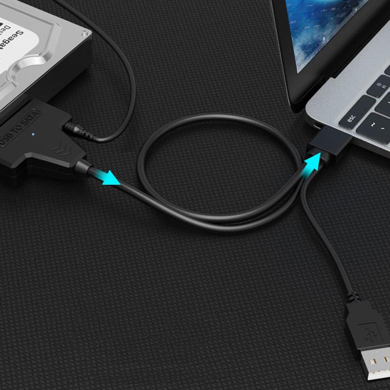 Câble USB SATA 3 Adaptateur Sata vers USB 3.0 Jusqu'à 6 Gbps Supporte SSD HDD Disque Dur Externe 2,5 Pouces 22 Broches Sata III A25 2.0
