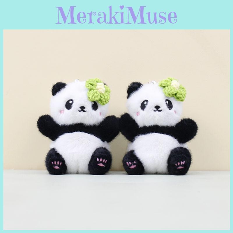 Head Flower Cute Red Panda Keychain Cartoon Girl Backpack Decorative Pendant