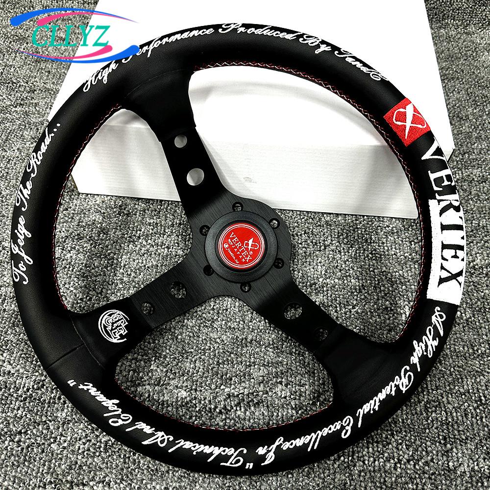12.5inch 320mm Racing Drift Steering Wheel Real Leather Deep Dish VERTEX Sim Embroidery JDM Car Accessories