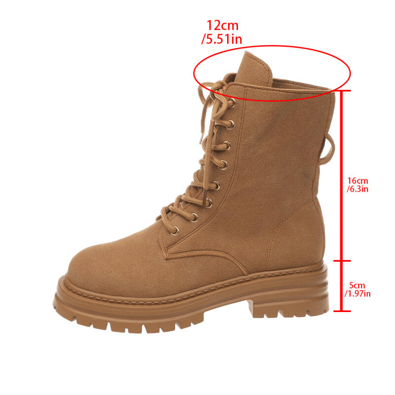 Fashion Casual Thick Bottom Khaki Ankle Boots 2025 Winter Lace Up Women's Combat Boots with Platform Non Slip Hiking Shoes for Women