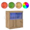 Seitenkonsole Mit LED-Licht Aus Kunst-Eiche, Vintage-Wohnzimmer-Sideboard 60x37x67 Cm