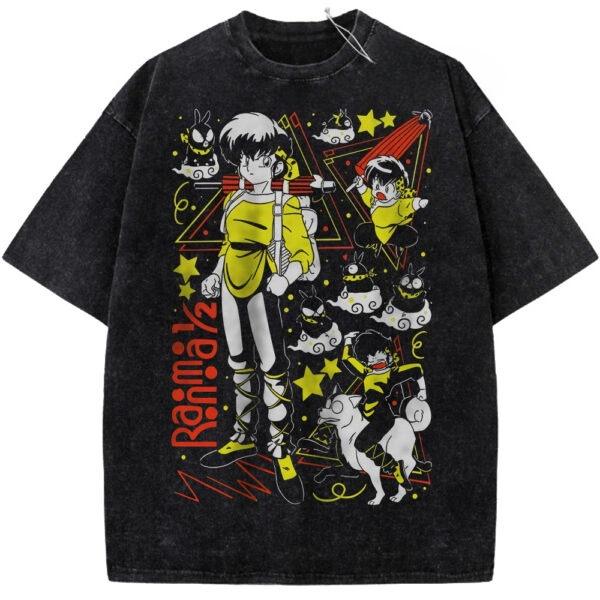 

Ranma Anime Lover Washed Tshirt Year round clothing personality Clothes Plus Size Unisex NewModel Couples Retro Fashion soft S