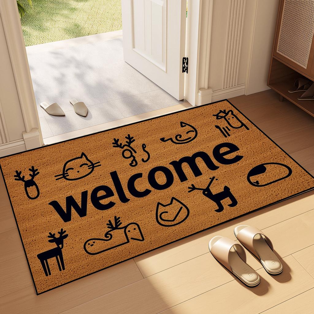 Animal World - Printed doormat - Welcome mat for entrance, porch - Non-slip natural home accessories, minimalist original design
