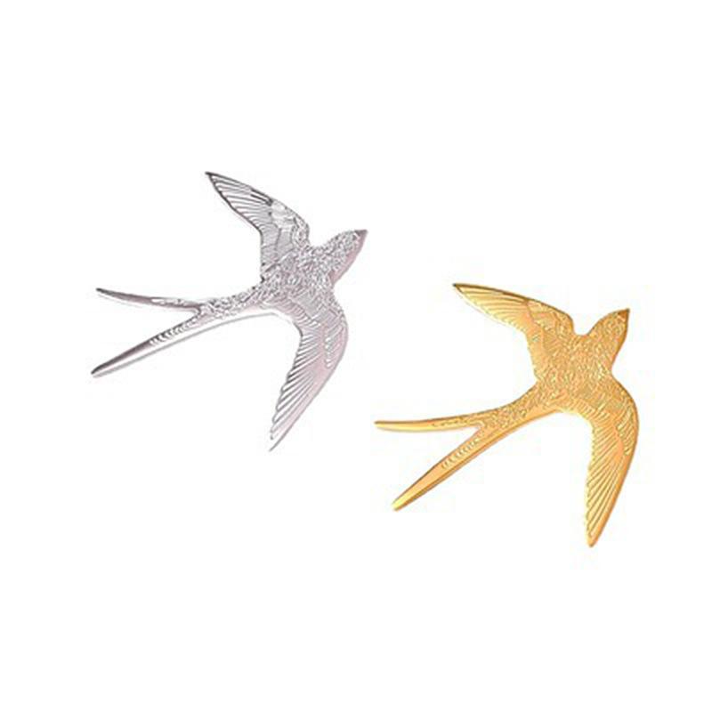 Stainless Steel Swallow Brooch For Women Men Punk Geometric Metal Animal Brooch Pin Suit Decoration Jewelry Accessories Gift