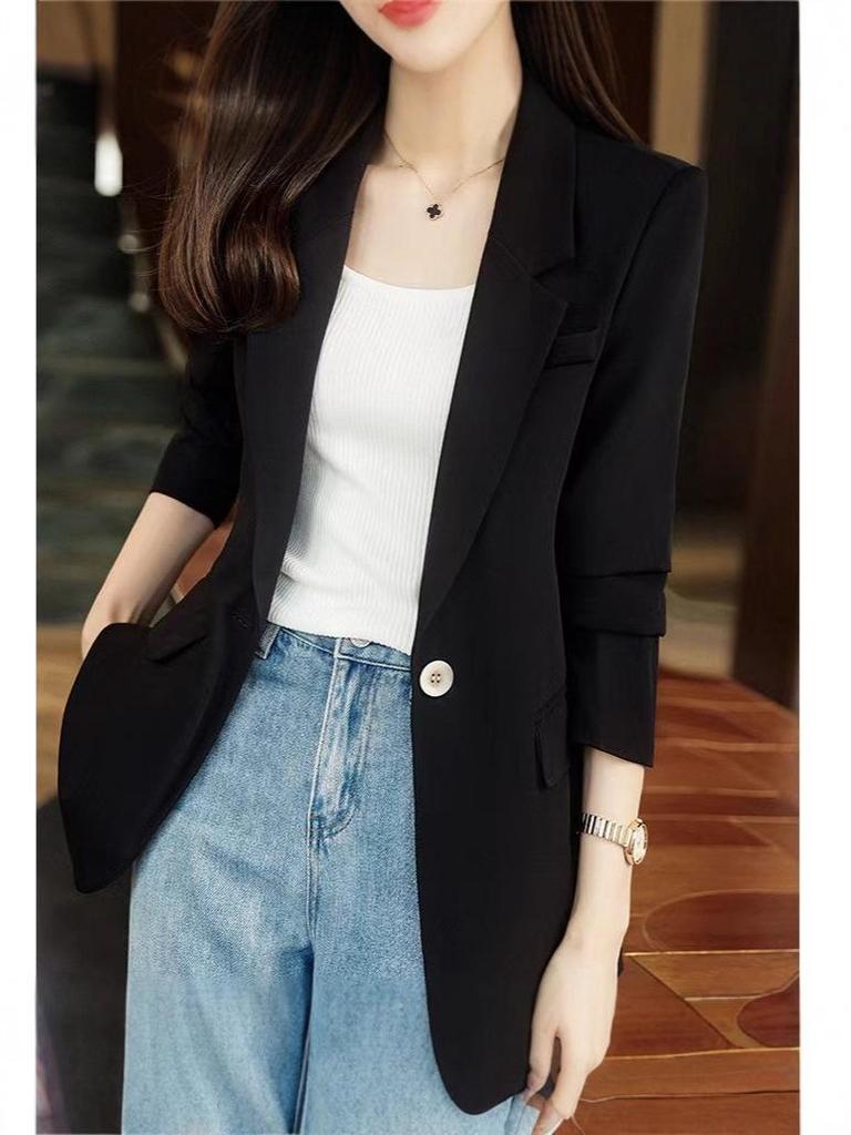 Women's High-End Coffee Color Suit Jacket – Spring/Autumn 2025 New Style, Petite Casual Blazer