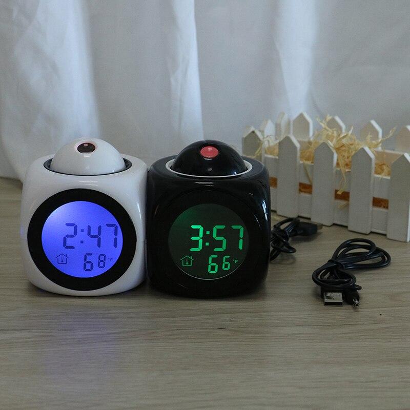 Multifunctional LED Projection Alarm Clock Temperature Display Voice Talking Table Clock