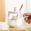 Taza de vidrio simple de vidrio con tapa cuchara oficina hombres y mujeres pareja taza de agua taza de café