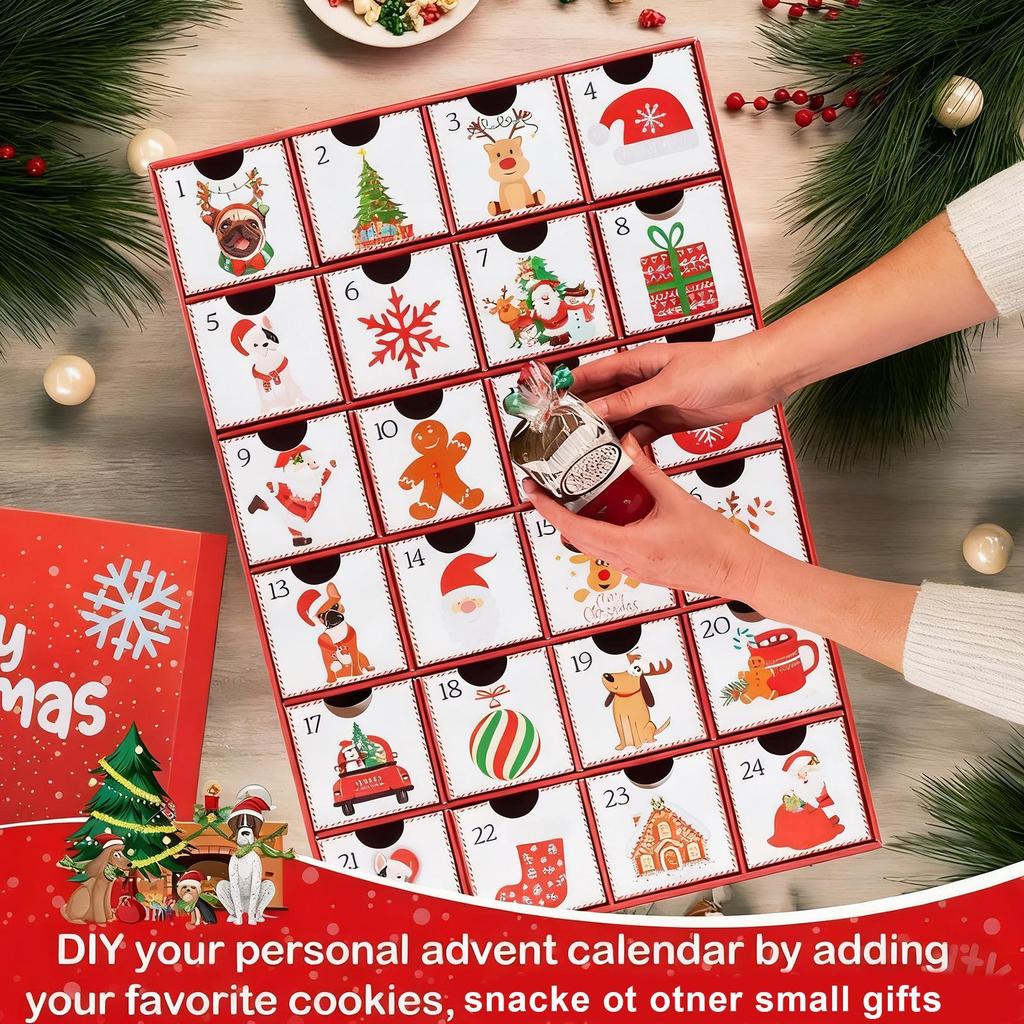 Countdown Calendar Festive Empty Drawer 24 Days Countdown Dog Calendar For Holiday Party Gathering Activities Family Festival