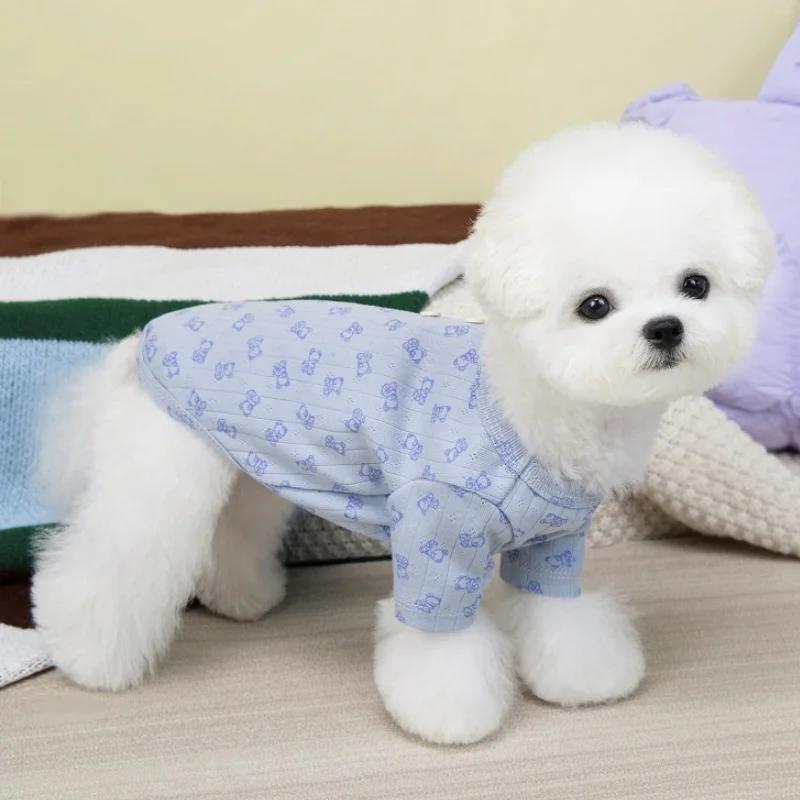 Dog Shirt Bear Print Autumn Sweater Fashion Cute Soft Warm Pet Clothes for Small Dogs Cats Puppies Knit Top