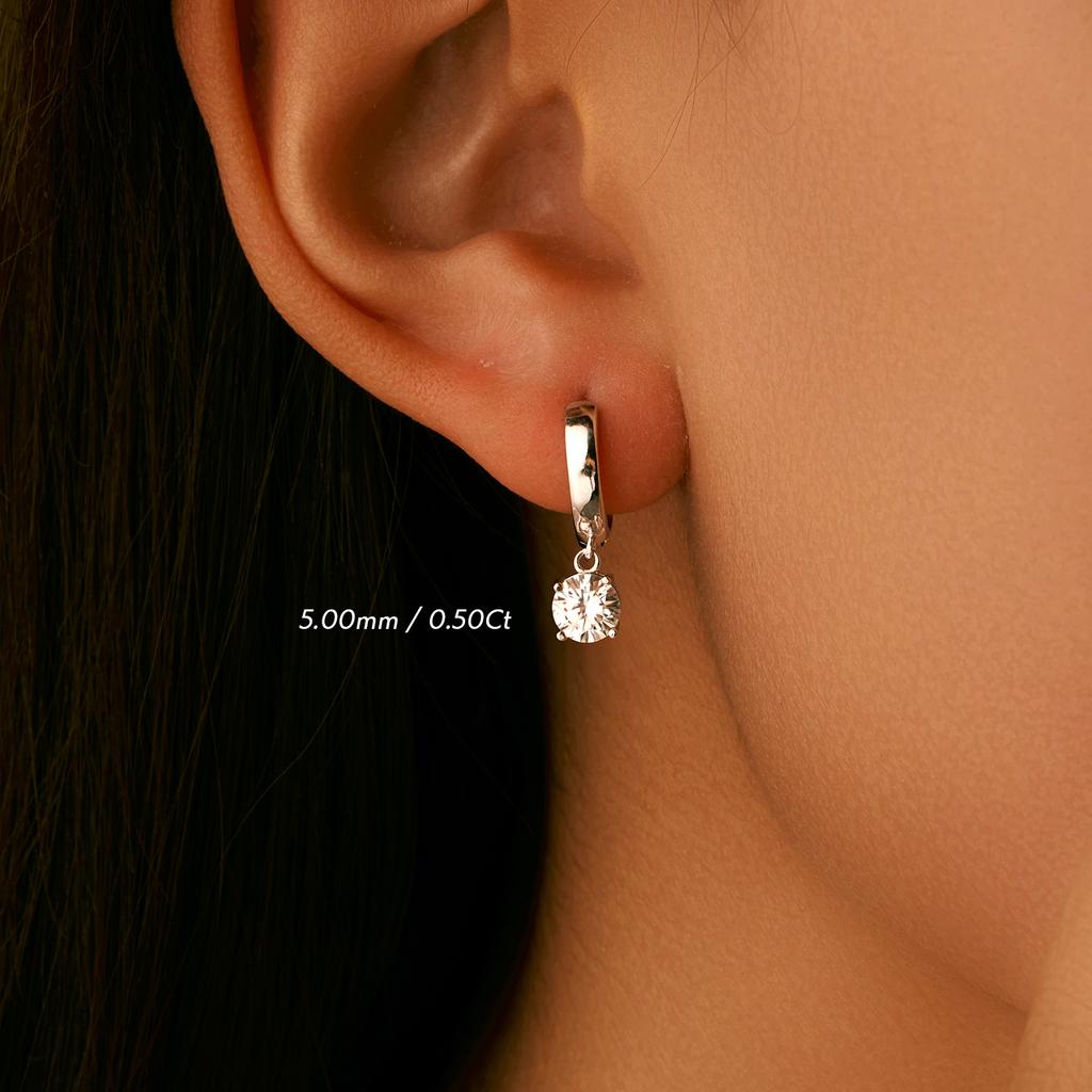 1.0CT D Color Moissanite Hoop Earrings Lab Created Diamond For Women 925 Sterling Silver Wedding Fine Jewelry Gift