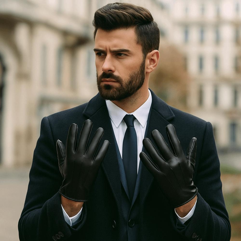 Black Full Finger Mittens Punk PU Leather Gloves Fashion Driving Gloves  Outdoor