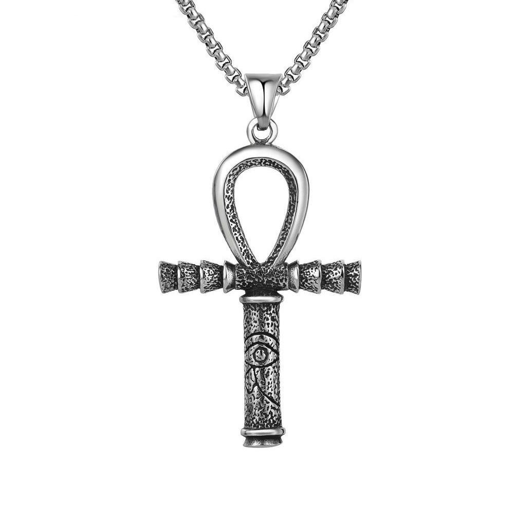 Vintage Egyptian Patron Anubis Eye of Horus Cross Stainless Steel Necklace Pendant Men s Dominic Toretto Cross Necklace Jewelry 60CM