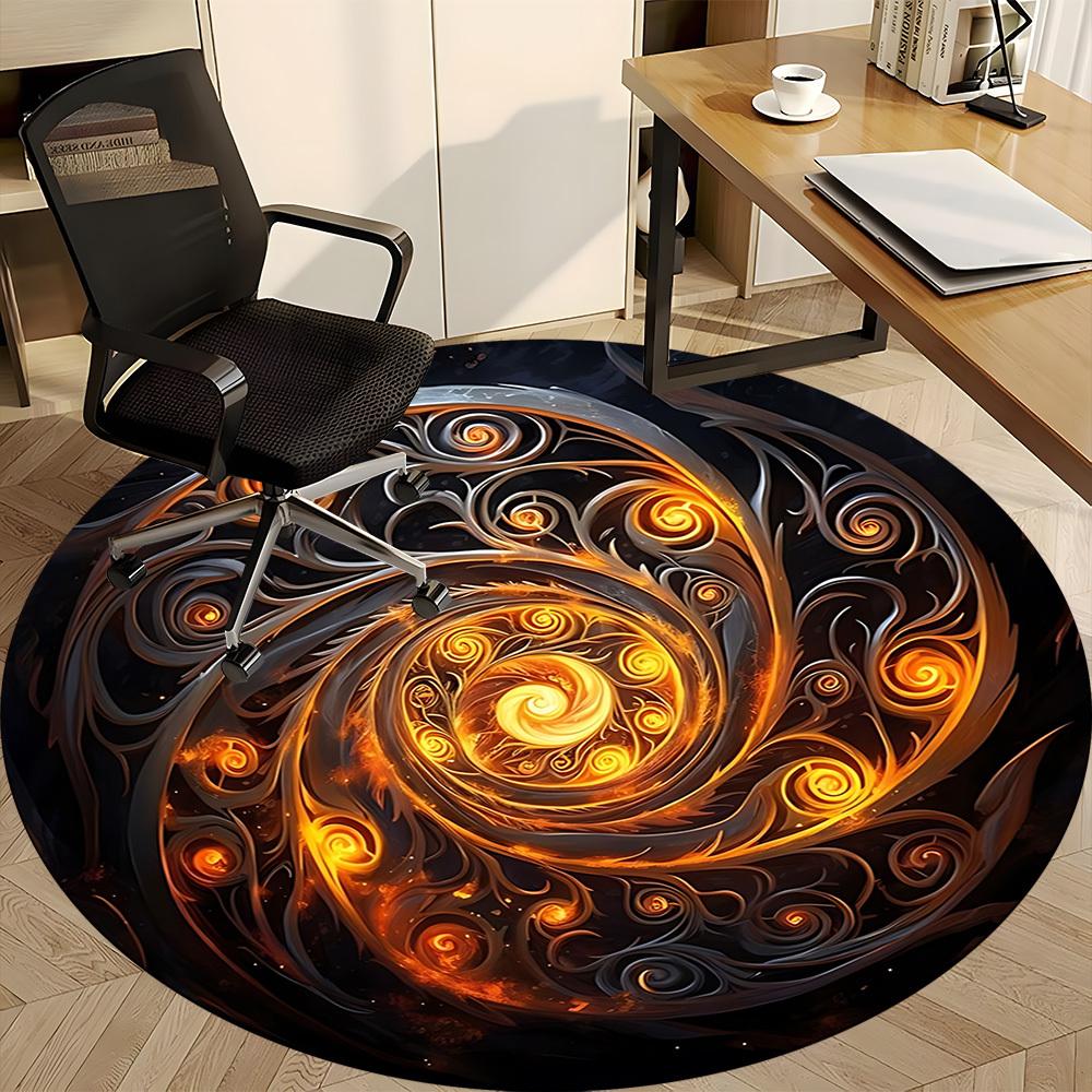 1pc Flame Swirl Design Chair Carpet for Office, , Non-slip carpet, Very suitable for offices, farmhouses,Outdoor carpet yy251120021