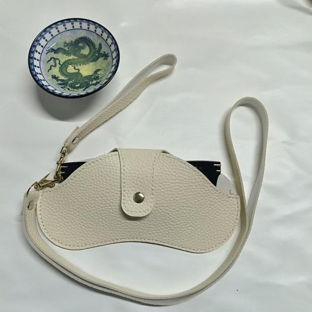 Buckle PU Leather Glasses Bag Hanging Neck Wrist Sunglasses Eyeglass Bag Glasses Storage Bag  Case