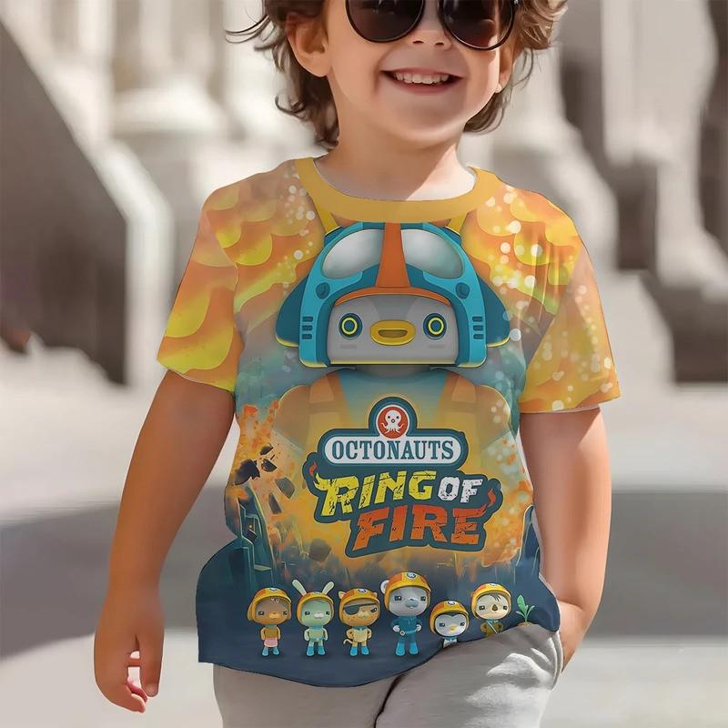 3D Printed Octonauts T-Shirt Kids' Cartoon Short Sleeve Tops Unisex Outdoor Wear for Boys and Girls Aged 2-14