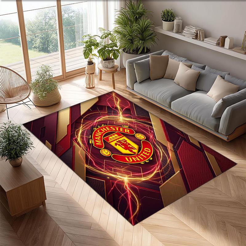 Tappeto in Flanella Stampato Manchester United Antiscivolo Morbido Poliestere Tappeto per Pavimento Tappetino Decorativo per Interni per Camera da Letto Soggiorno Divano