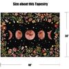 Rexful Moonlit Garden Tapestry, Moon Phase Surrounded by Plants and Flowers Black Wall Hanging Blanket 36×48 inch