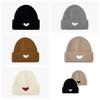 Fashion Heart Embroidery Winter Knitted Hat Thick Warm Solid Color Beanie Cap Soft Windproof Crochet Bonnet Hat