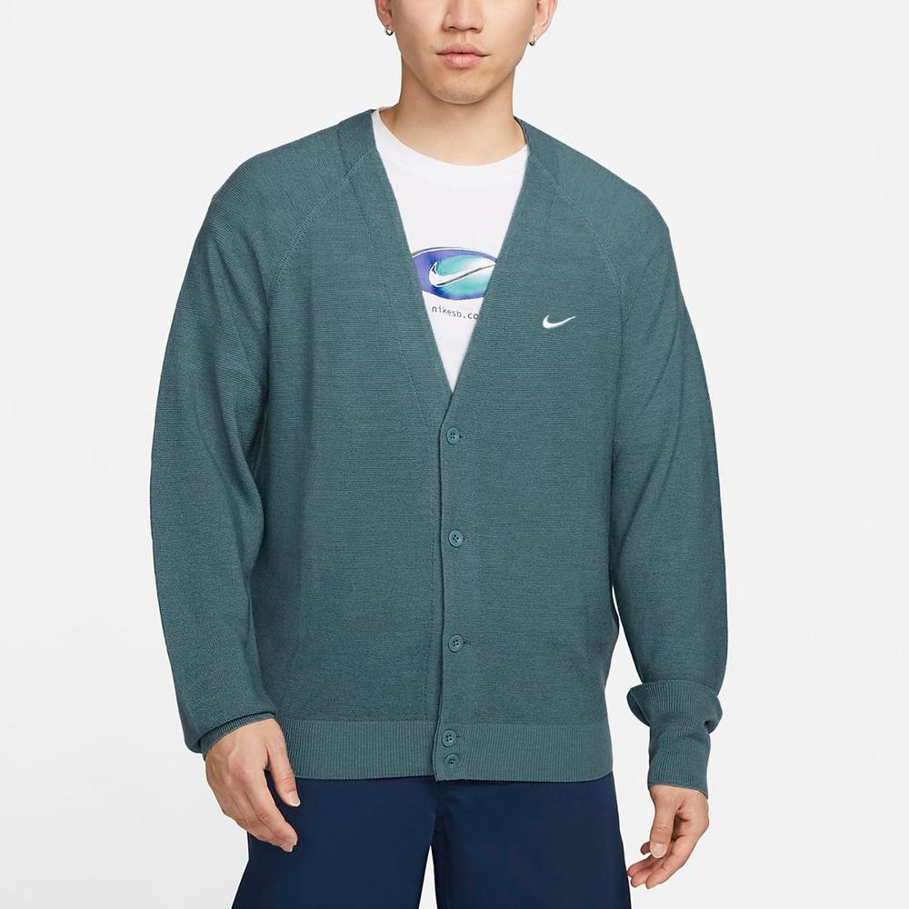 Nike SB Skateboarding Loose Fit Knit Cardigan Sweater Men's Teal Green DQ6307-379