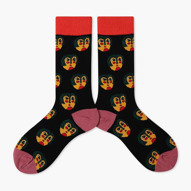Autumn/Winter Couples Skateboard Sox Creative Abstract Art Harajuku Hip Hop Streets Tide Socks Colorful Funny Socks Skarpetki