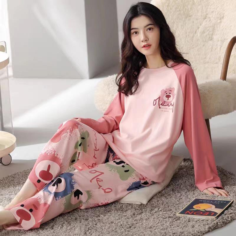 Γυναικείο Πιτζάμα Σετ Μακρυμάνικο - Χαριτωμένο Καρτούν Σχέδιο, Μεγάλο Μέγεθος, για Άνοιξη & Φθινόπωρο, Εσωτερική/Εξωτερική Χρήση