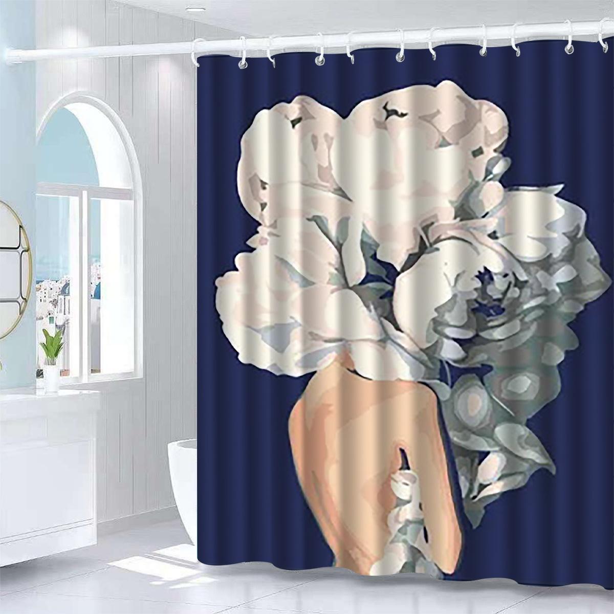 

Elegant Floral Shower Curtain - Anti-Fog, Artistic Design, Durable Polyester, Machine Washable, Perfect for Modern Bath Decor W90xH180cm