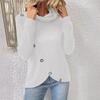 Women S Long Sleeve Knit Pullover Top Mock Neck Solid Color Irregular Hem