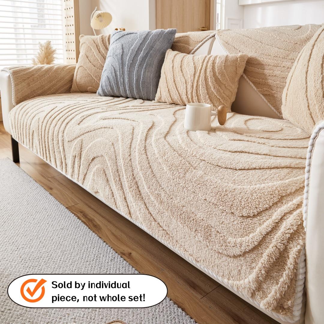 

Теплый стеганый флис с жаккардовым узором из изогнутых линий, чехол на диван с противоскользящей подкладкой для гостиной, накидки на диван, осенне-зимний декор 70*70cm хаки