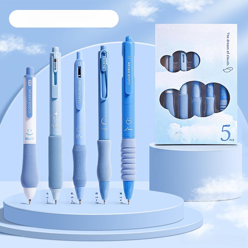 5 pièces/ensemble Ins simplicité Gel stylo coréen couleur unie 0.5MM noir mignon stylos belle papeterie stylos école étudiant/fournitures de bureau