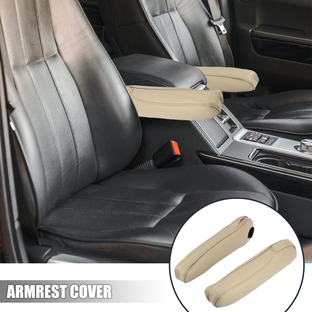 X AUTOHAUX Beige Microfiber Leather Car Front Seat Armrest Cover Replacement for Honda Odyssey 2005-2010, 1 Pair