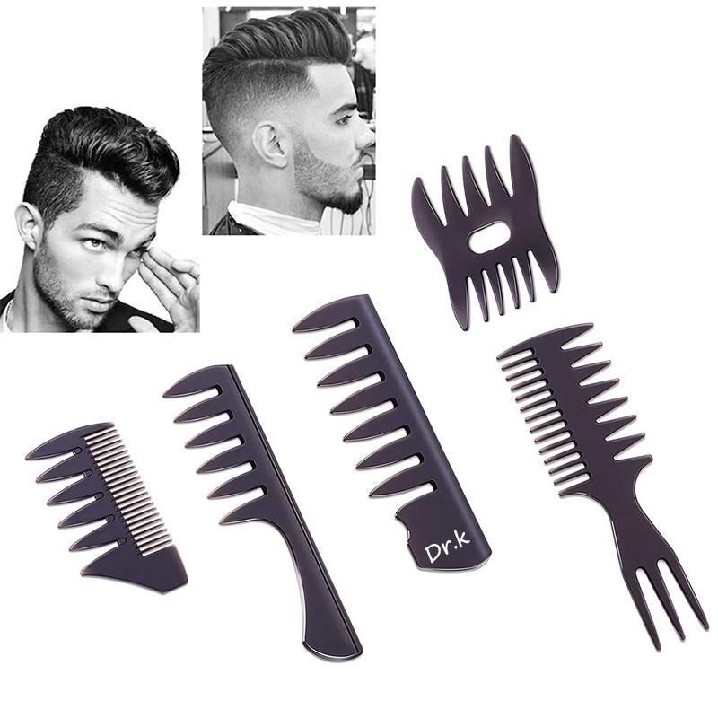 5Pcs Men's Hair Styling Combs and Brush Set - Roller Brush for Adding Volume, Pompadour, Slicked-back, Fauxhawk, Undercut Styling Combs