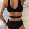 Solid Color Slim Fit Sexy One Piece Bikini Swimsuit Women Fashion Beach Vacation Elegant Swimwear