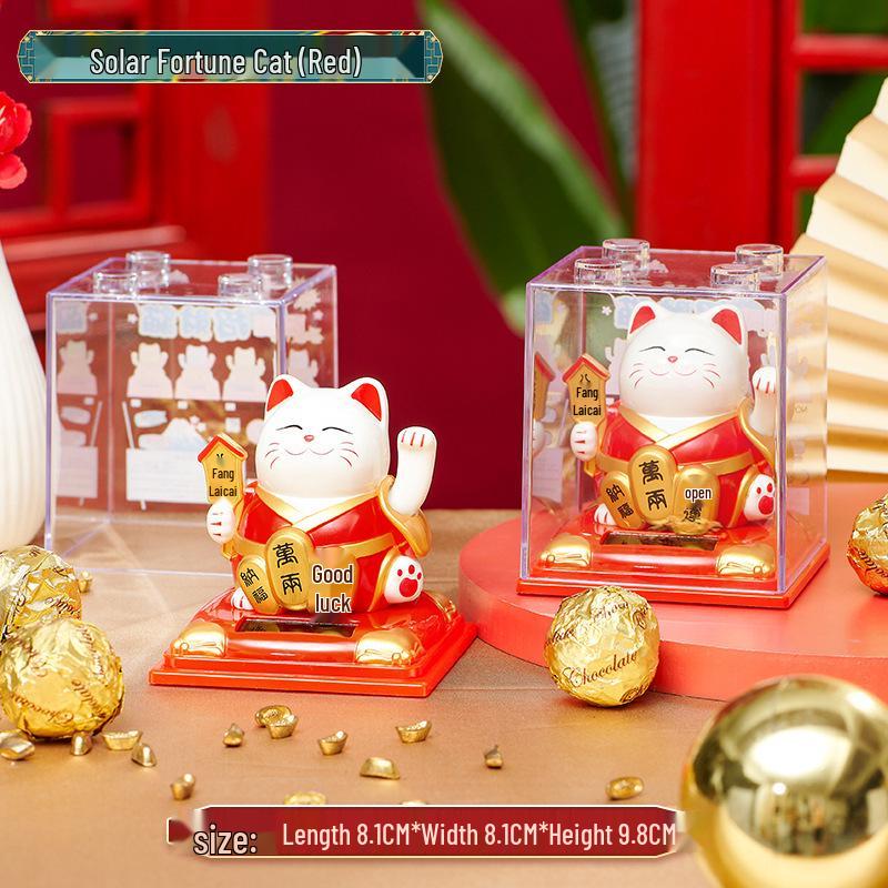 Solar Fortune Cat Auto Nodding Decoration - Creative Office Ornament