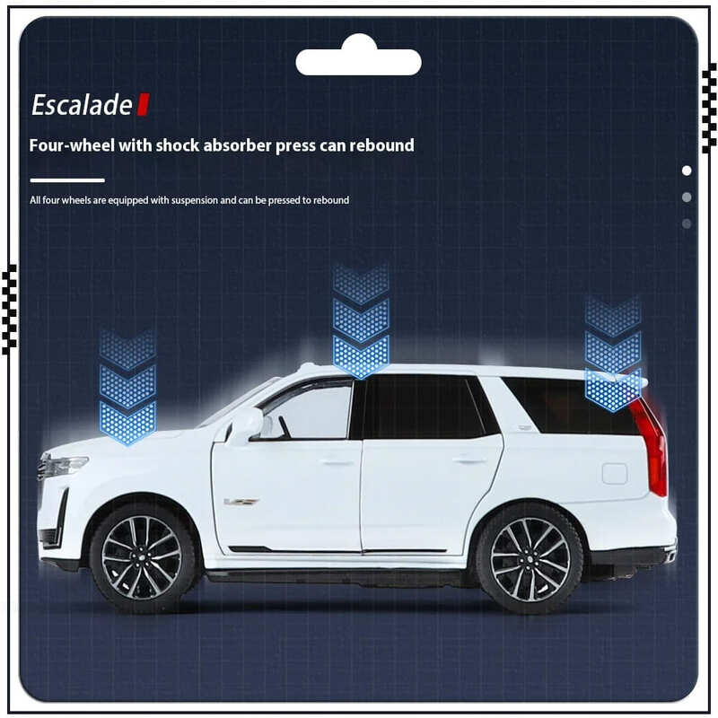 1:24 Cadillac Escalade SUV Alloy Car Die-cast Metal Model Business Car Sound and Light Desktop Collection Decoration Gift Boy Display Ornaments