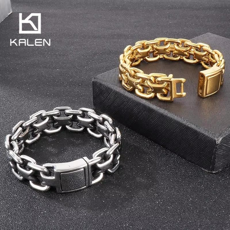Stainless Steel Heavy Double Zero Chain Bracelet for Men 20MM Retro Strong Man Gold Color Rock Necklace Thick Jewelry Gift