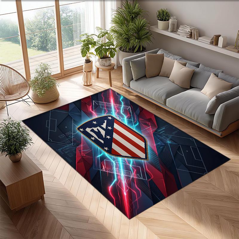 Atletico Madrid Printed Flannel Area Rug Non Slip Soft Polyester Floor Carpet Indoor Decor Mat for Bedroom Living Room Sofa Game Room Home Decoration