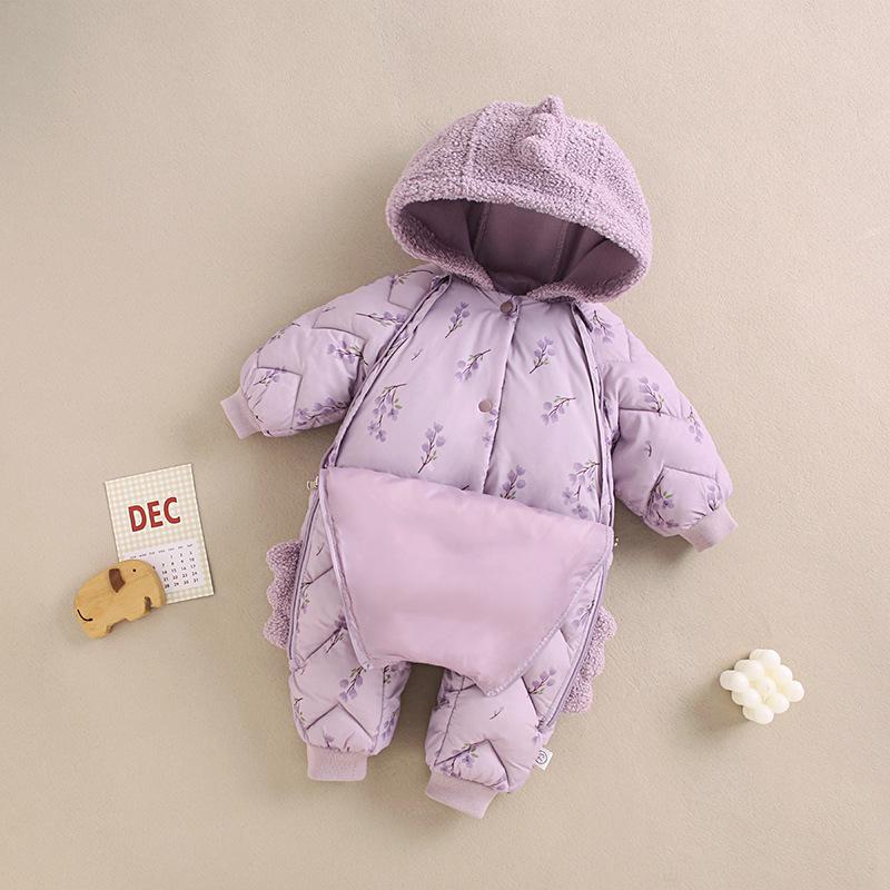 

Newborn Men s and Women s Padded and Thickened Warm Hooded Bodysuits - Comfortable and Cute Style Fashion Trend 100cm лавандовий