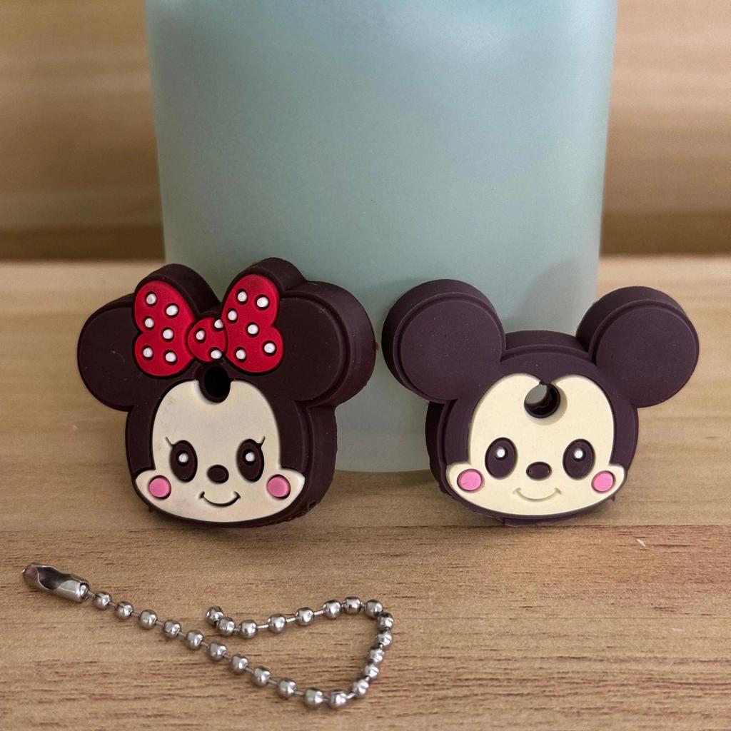 1&2 Pcs Cartoon Keychain Stitch Minnie Key Chains Spider Cartoon Man Cat Key Cover Caps Car Keychain Key Ring Holder Women