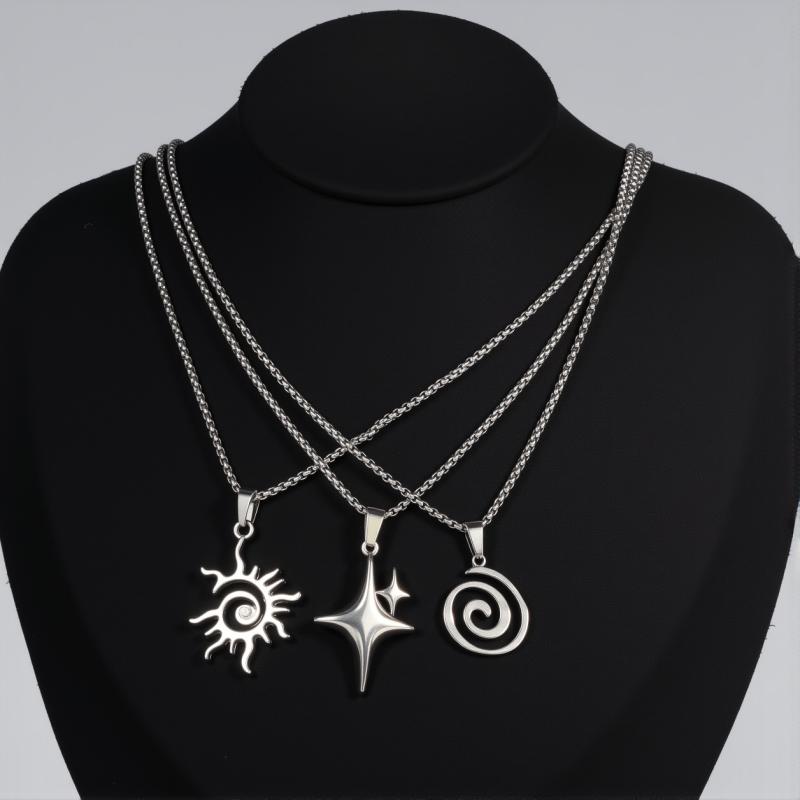 New Pendant Necklaces Unisex Cross Double Star Geometric Minimalist Necklaces Punk Gothic Style Personalized Party Jewelry Gifts