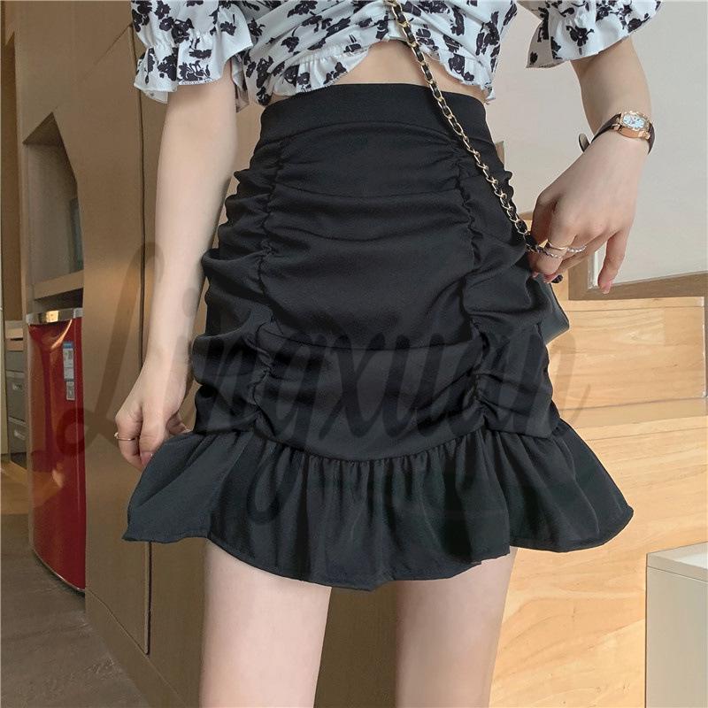 

Plus Size Women s High Waist Ruffle Fishtail Skirt – Korean Spicy Girl Style Plus L чорний