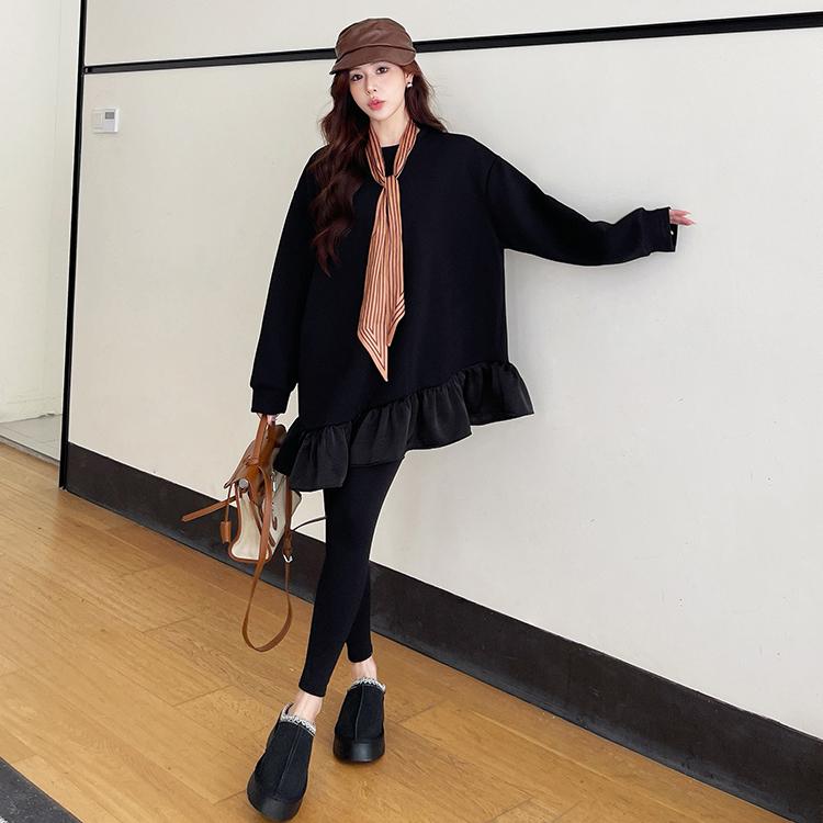 

DIMANAF 2025 Women Pluls Size Cotton Long Sleeve Autumn Casual Tops Tees Stripe Shirt Solid New T-Shirt Loose Pullover L