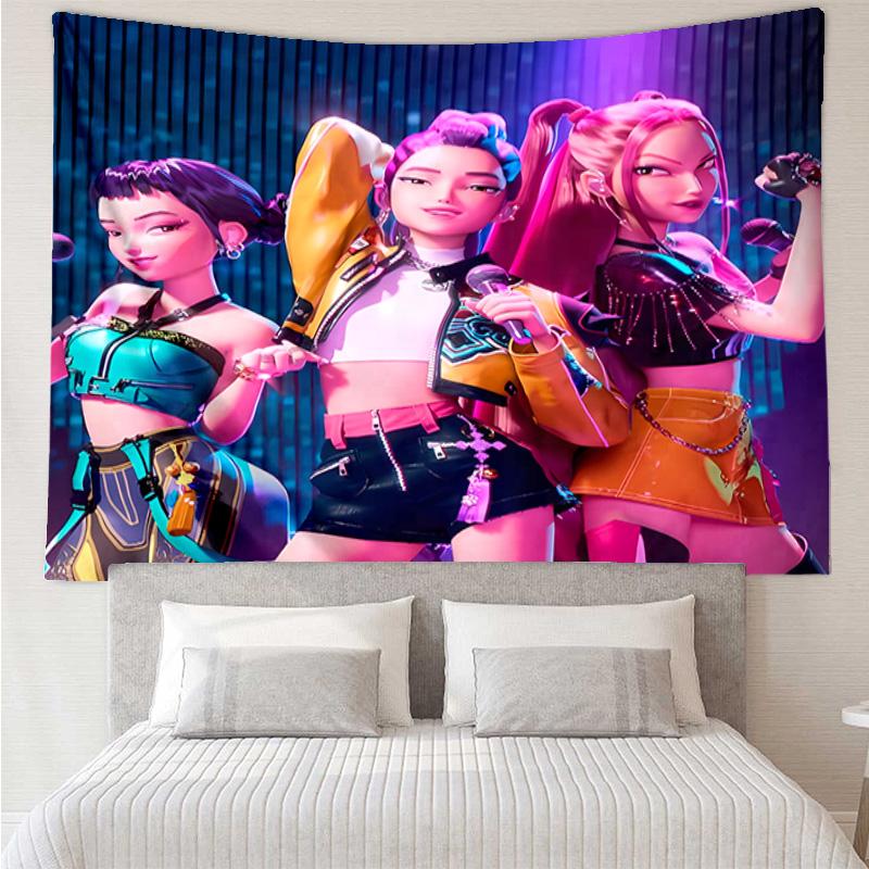 Kpop Hunter5 Tapestry for Bedroom Aesthetic Classroom Tapestries Wall Hanging for Living Room Dorm Office,Ideal Creative Gift