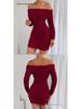 Autumn/Winter One-Shoulder Long Sleeve Pleated Slim-fit Dress for Women