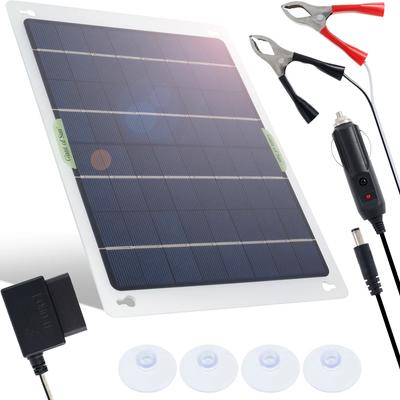 12V Solar Panel Charger Battery Charger Heavy-Duty Car Battery Maintainer with 4 Suction Cups for Car Boat Auto RV Accessories