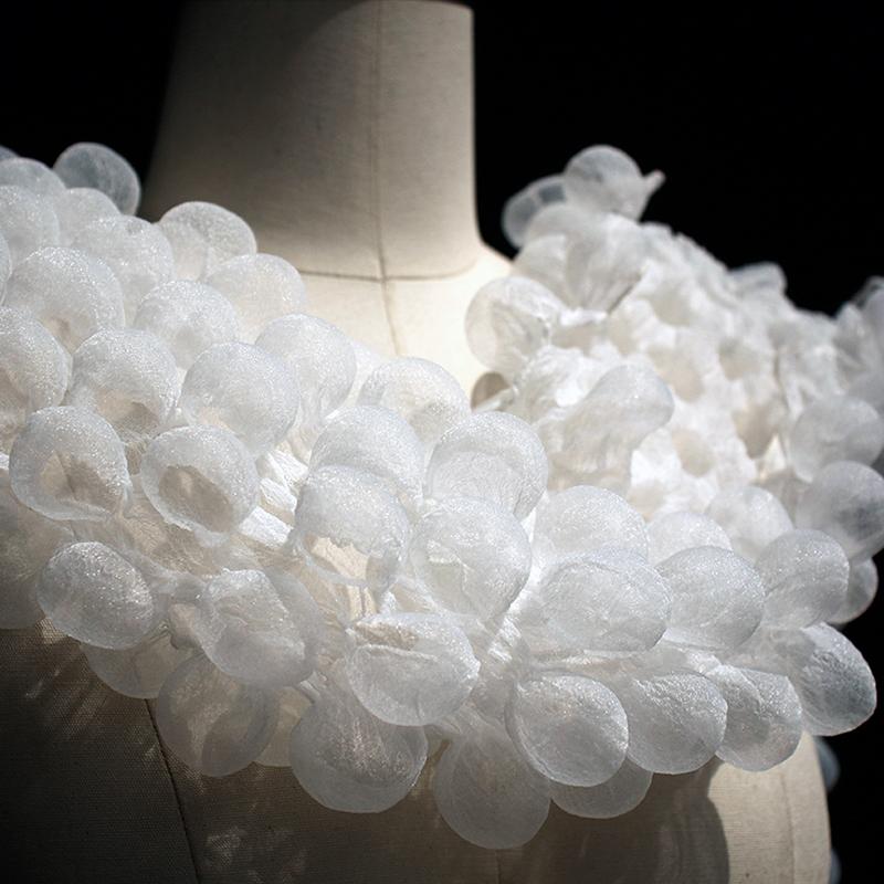 85X20cm 3D Bubble Yarn Fabric Seersucker Foam Heat-Setting See-Through Concave Shape Lace for Fashion Designer Clothing Sewing